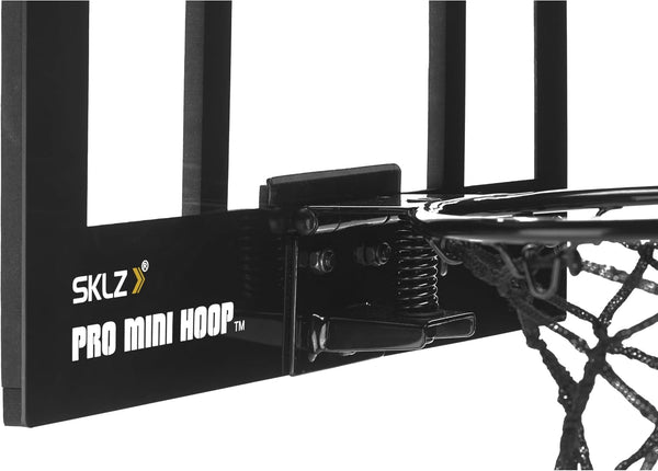 SKLZ Pro Mini Indoor Basketball Hoop with Ball, Over the Door, Shatter-Proof Backboard, Spring-Action Break-Away Steel Rim, Great for Home, Dorm