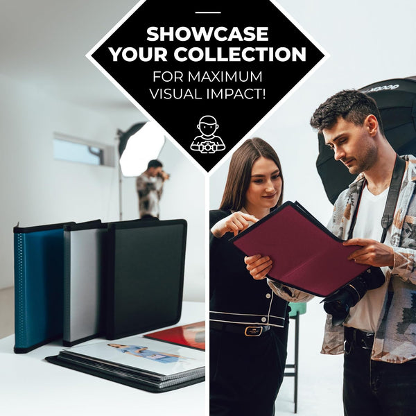 Dunwell Photo Album 8x10 (Black) with Black Mounting Paper, 8 x 10 Photo & Art Portfolio Presentation Book, 24 Clear Sleeves, Each Shows 48 Pages,