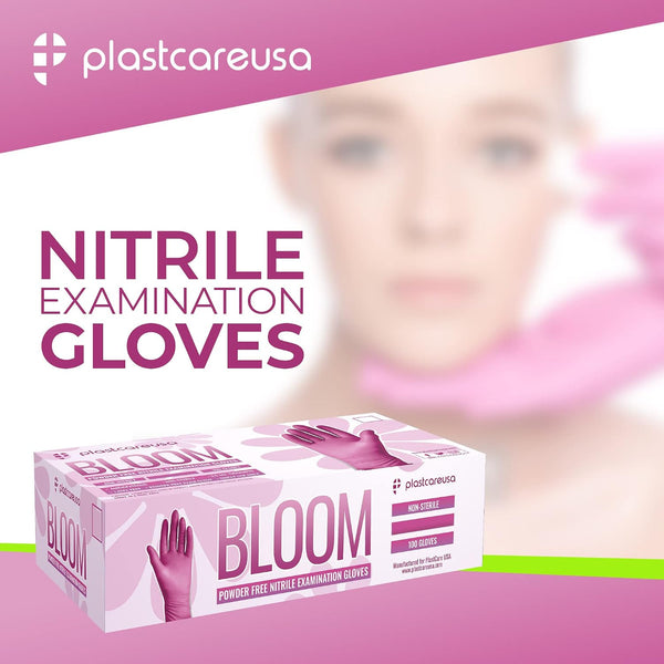 100 Nitrile Exam Gloves 3.5 Mil - Latex & Powder Free, Disposable Non-Sterile Protective Gloves By PlastCare Large Pink