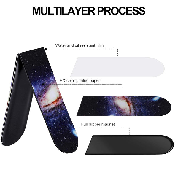 30 Pieces Universe Galaxy Magnetic Bookmark,MWOOT Starry Sky Magnet Page Book Markers Set,Assorted Magnetic Page Clips Bookmarks for Students