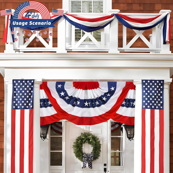 2x20 Ft Red White and Blue Banner Decorations 3 Pack,4th of July Banners for Outside,Bunting Flags for Independence Day,Labor Day,Veterans