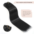 Sisily Clip in Hair Extensions Real Human Hair, 14 Inch 130G, Jet Black, 100% Brazilian Remy Human Hair Clip in Extensions Soft Straight 7Pcs per