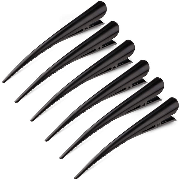 Large Long Alligator Hair Clips for Styling Salon Sectioning, GLAMFIELDS 5 Inch Rust-Proof Durable Non-Slip Duckbill Metal Clips for Women Thick and Thin Hair (6 Pack) Black