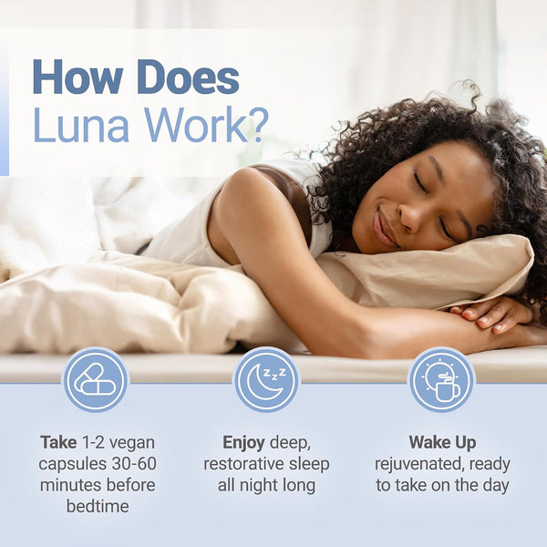 Nested Naturals Luna Sleep Supplement, Melatonin Free, Non-Habit Forming Herbal Sleep Supplement, Adult Bedtime Support, Help Sleeping