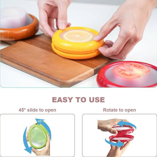 T-Raputa Avocado Saver and Tomato Holder - Set of 4 Reusable Storage Containers for Fridge - Ideal for Garlic, Onions, Lemons, and Potatoes Red,