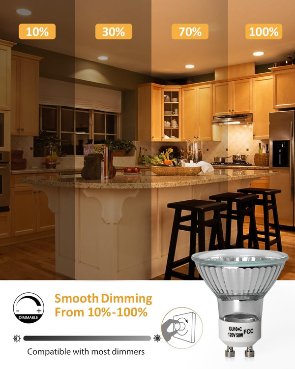 Elenhome 120v 50W GU10 Bulb for Candle Warmer Lamp, 2pcs gu10+c Dimmable 2800K Warm White Halogen Light Bulbs 2 pin, Wax Burner Light Bulb, Full