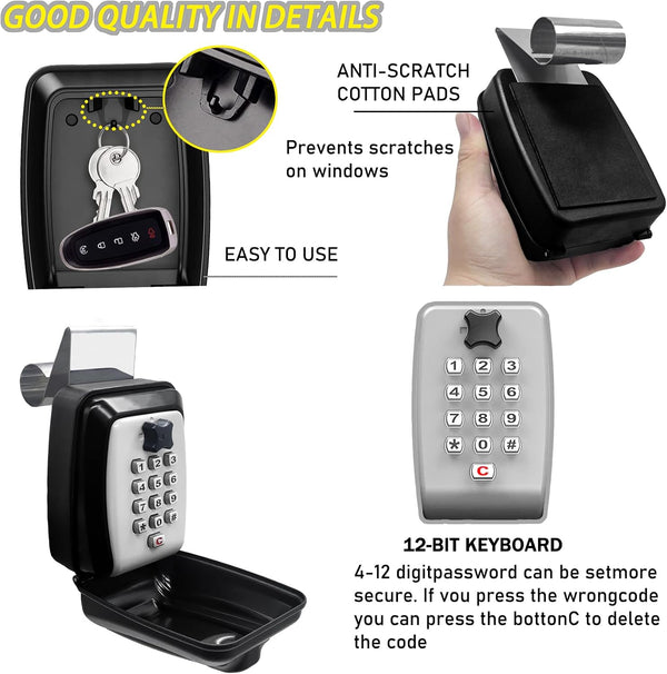 Upgrade SL-591 Car Key Lock Box, Car Window Lock Box for Turo, Car Window Punch Button LockBox, Vehicle Window Key Box, Vehicle Window Lock Box