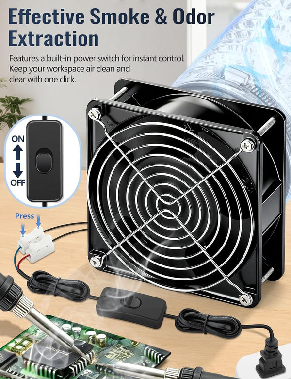 Wathai 12038 120mm x 38mm AC Axial Muffin Cooling Fan 110V 120V Dual Ball | High CFM Heavy-Duty Fan with AC Plug for DIY Cooling AC 120x120x38mm
