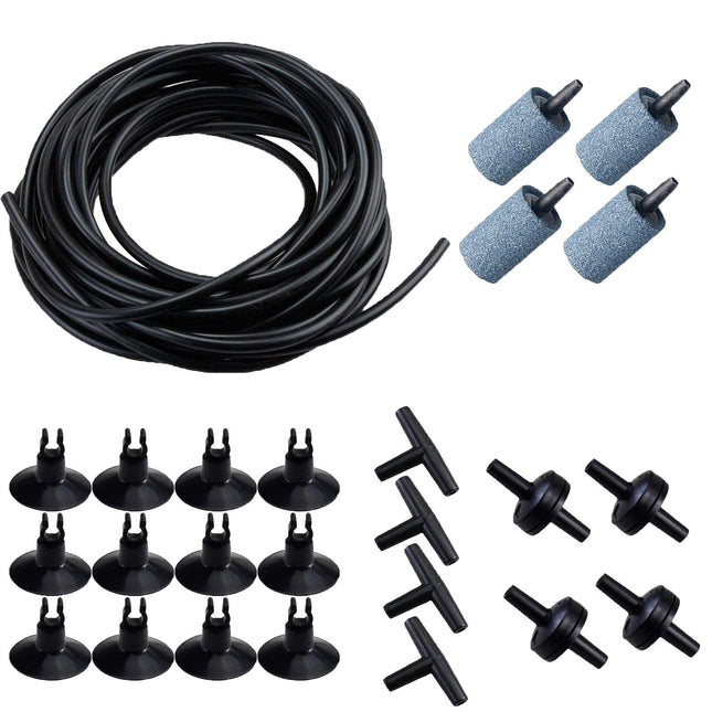 AQUANEAT 25 Feet Aquarium Airline Tubing, Standard 3/16" Tubing, Air Pump Accessories,With Air Stones, Check Valves, Suc