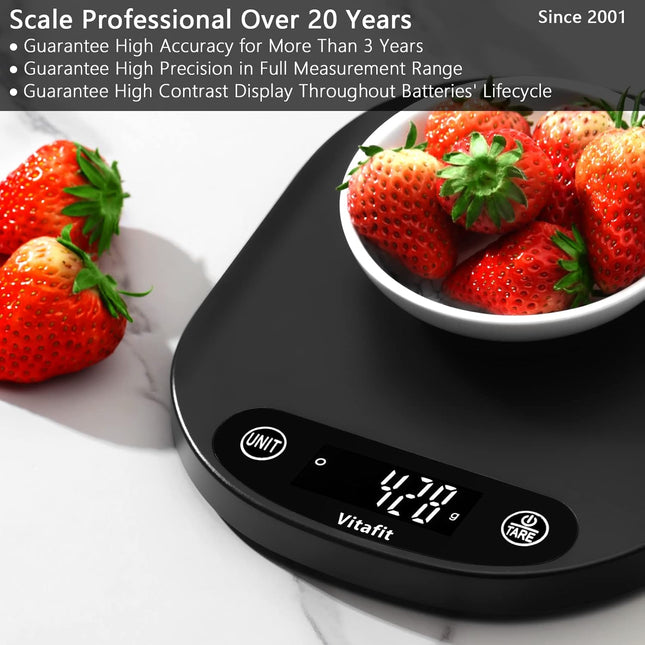 Vitafit 33Lb/15Kg Digital Food Scale Grams and Ounces in 1G/0.1Oz, High Accuracy Assured by Kitchen Scale Professional F