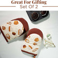 Folkulture Mini Oven Mitts Heat Resistant | (5.75 x 9) Set of 2 Short Oven Mitts with Hanging Loop | 100% Cotton Oven Gloves or Kitchen Mittens |
