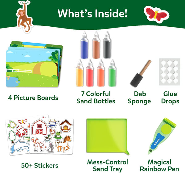 Skillmatics Sand Art Activity - Animals, Create & Stick 50+ Colorful Stickers, Creative Craft Kits & Supplies for Kids, Gifts for Girls & Boys