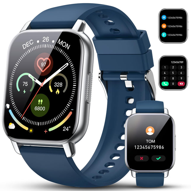 Smart Watch for Men Women, 1.85" HD Screen Smartwatch (Answer/Make Call) with Heart Rate Sleep Monitor Pedometer, 110+ S