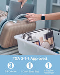 BAGSMART Clear Toiletry Bag 2-Pack TSA Approved Water-Repellent, Black | Carry on Travel Accessories Bag, Airport Airline Quart Size Bags for