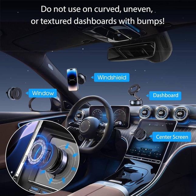 Vacuum Magnetic Suction Phone Holder, Foldable and Retractable Hands-Free Suction Cup Phone Mount for Car/Gym/Mirror/Smo