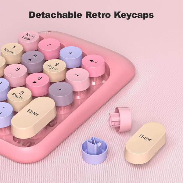 MOFII Wireless Number Pads - Pink Numeric Keypad 18 Keys USB 2.4G round Keycap Colorful Extensions Keypads, Financial Accounting Portable Numpad