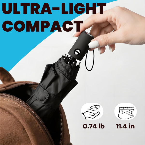 SIEPASA Compact Travel Umbrella - Windproof Auto Open/Close, Small Folding Umbrella for Rain - Lightweight & Durable with Fiberglass Frame,