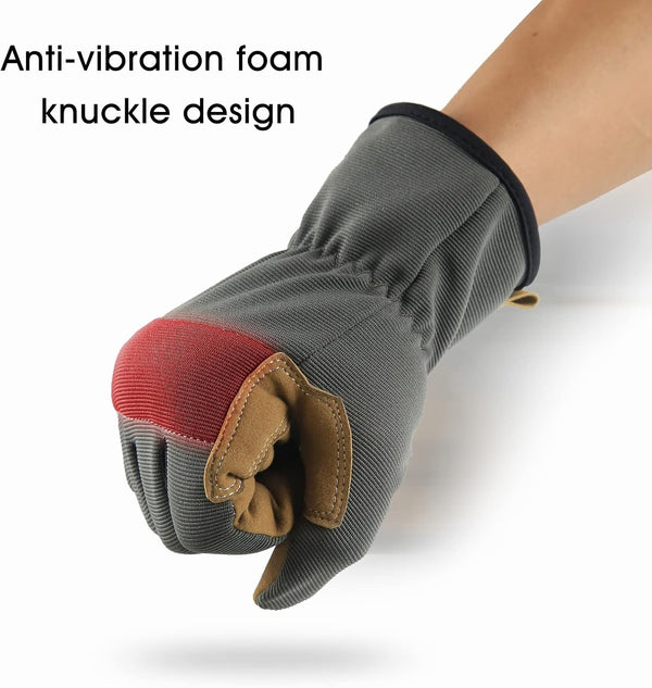 FOUR-AM Work Gloves Men&Women Breathable & High Dexterity TouchScreen Performance Multi-Purpose Light Duty Olive Green S