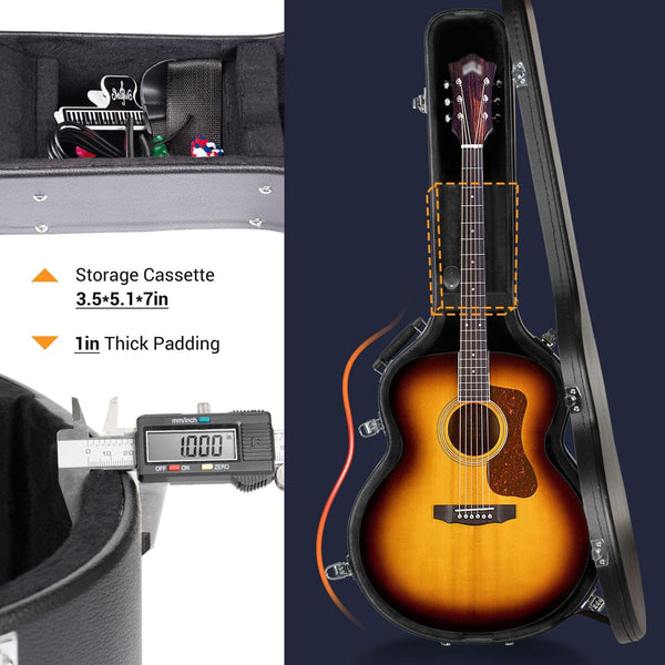 CAHAYA Guitar Cases Hard Shell for Acoustic Guitars 42 Inch Acoustic Guitar Hard Shell Case with Key Anti-shock Waterproof Travel Guitar Bag for