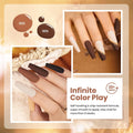 Beetles Nude Brown Gel Nail Polish Kit, 6 Colors Glitter Gold Nude Brown Neutral Beige Khaki Gel Nail Polish Set Roasted Chestnuts Collection Uv