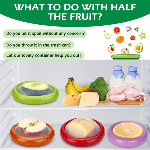 Avocado Saver and onion storage - Set of 4 Preventing Food Flavor Skewering Reusable Storage Containers for Fridge -Ideal for Garlic, Onions,