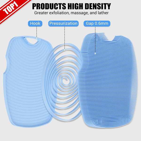 Canroom Zinc Infused Silicone Body Scrubber, Quick-Dry Bath Brush Azure