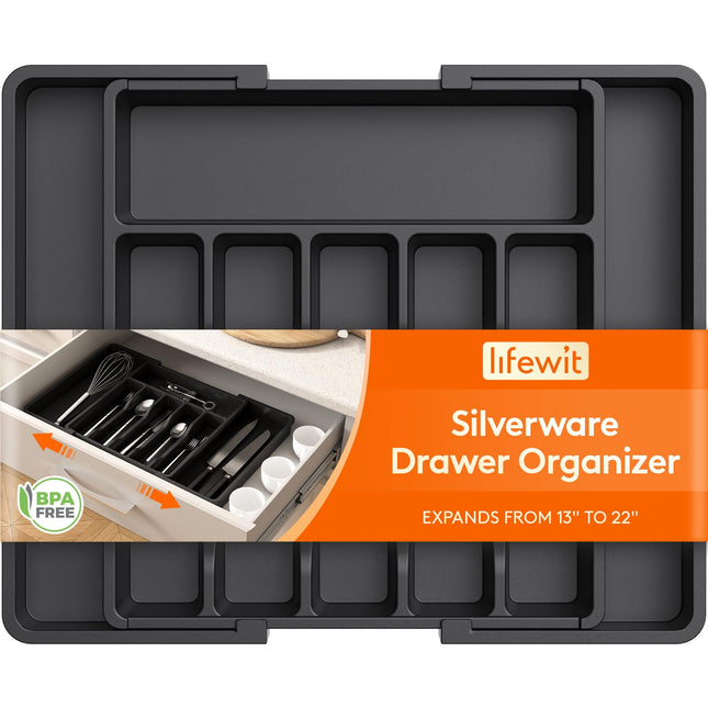 Lifewit Large Silverware Drawer Organizer, Expandable Utensil Tray for Kitchen, 