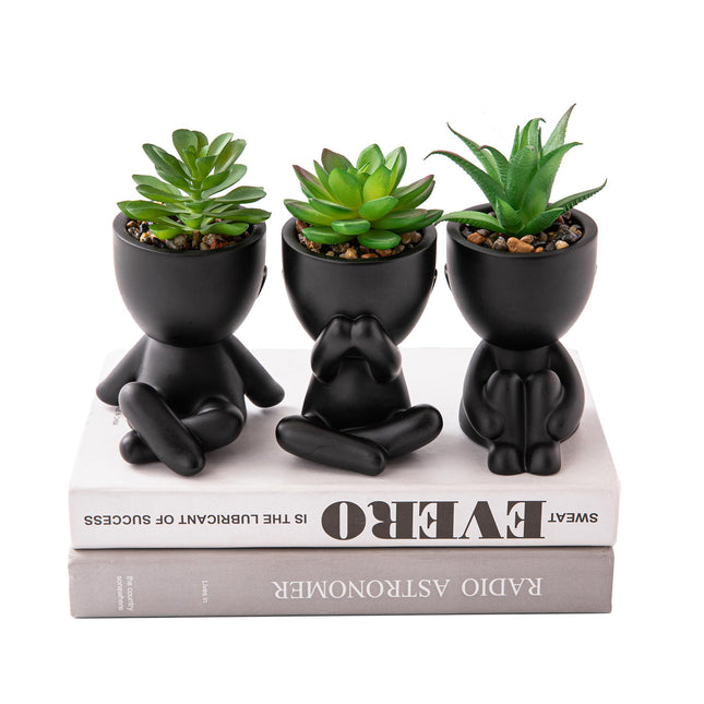 HEYO-YEPY 3PCS Cute Artificial Plant Office Decor for Women and Men, Aesthetic D