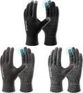 COOLJOB Warm Fleece Knit Winter Gloves for Men Women, Touch Screen Fingers, Non-slip Silicone Grip and Elastic Cuff Large (Pack of 3) Multicolor