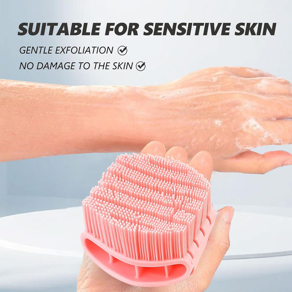 Silicone Body Scrubber with Handle - Exfoliating Shower Brush for Men & Women, Travel-Friendly & Quick-Dry, Soft Silicone Loofah Alternative for
