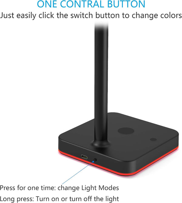 KAFRI RGB Headphone Stand with Wireless Charger Desk Gaming Headset Holder Hanger Rack with 10W/7.5W QI Charging Pad and QC 3.0 USB Port -