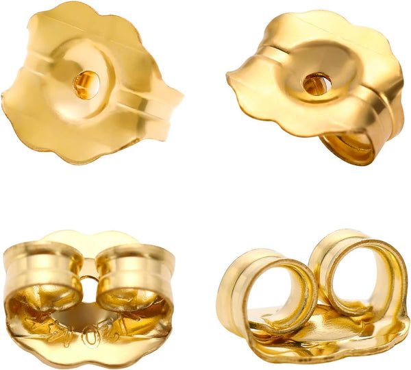 YAKRUNA 14K Gold Filled Earring Backs for Studs 5.8X5.0Mm, 2 Pairs Big Golden Butterfly Earring Backings Replacements for Secure Locking,