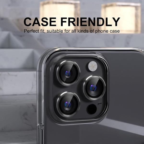 Choiche Compatible for iPhone 16 Pro/iPhone 16 Pro Max Camera Lens Protector, 9H Tempered Glass Camera Cover Screen Protector Metal Ring