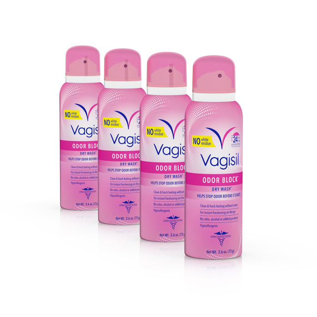 Vagisil Odor Block Dry Wash Spray for Feminine Hygiene, Gynecologist Tested, Hyp