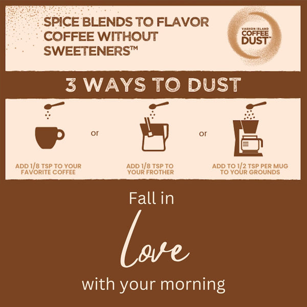 Coffee Dust Sampler Set | Coffee Spice Blends to Flavor Coffee and Tea | Ideal Gift for Coffee Lovers | No Sugar, No Artifical Flavors, 72 Servings