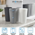 US Acrylic Newport 20 Ounce Unbreakable Plastic Stackable Water Tumblers in Grey Stone | Set of 12 Drinking Cups | Reusable, Bpa-Free, Made in the