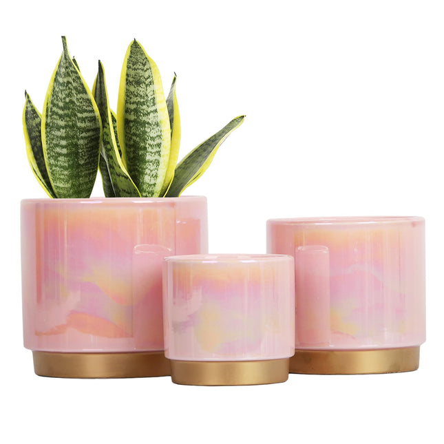 Gepege Pink Indoor Plant Pots for Plants, Ceramic Planter with Drainage Hole, 6.0 Inch+5.0 Inch+4.0 Inch. Succulent Orch