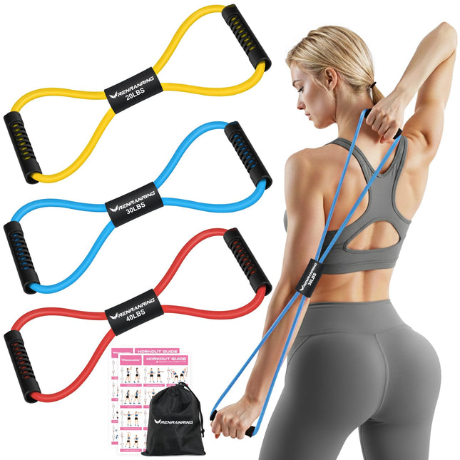 RENRANRING Figure 8 Fitness Resistance Bands with Handles - Exercise Tube Band S