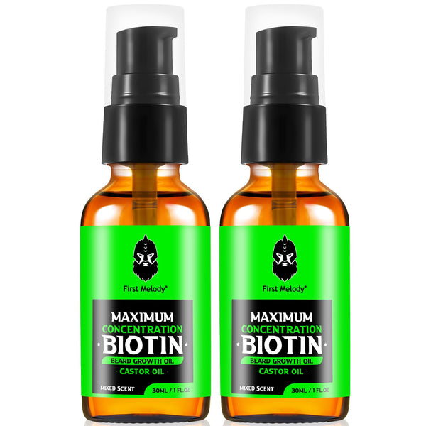 First Melody Beard Oil,Maximun Thickening Biotin, with Castor Oil and Argan & Jojoba Oils, Promotes Beard Growth, Styles, Strengthens & Softens