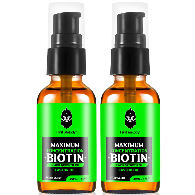 First Melody Beard Oil,Maximun Thickening Biotin, with Castor Oil and Argan & Jojoba Oils, Promotes Beard Growth, Styles, Strengthens & Softens