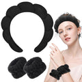 Zkptops Spa Headband for Washing Face Wristband Sponge Makeup Skincare Headband Terry Cloth Bubble Soft Get Ready Hairband for Women Girl Puffy