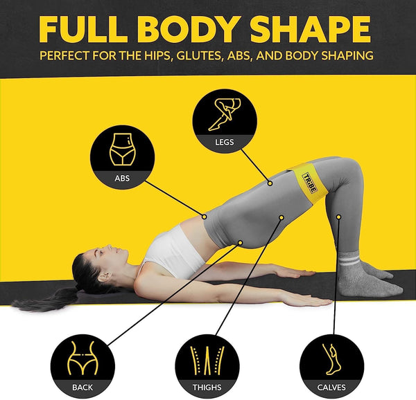 Tribe Lifting Fabric Resistance Bands for Working Out - 5 Exercise Bands Set for Legs and Glutes - Booty Bands for Women and Men - Thick Cloth