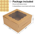 60 pcs Bakery Boxes with Window, 6 x 6 x 3 inches, Kraft Cookie Boxes Pastry Boxes for Baked Goods (Brown)