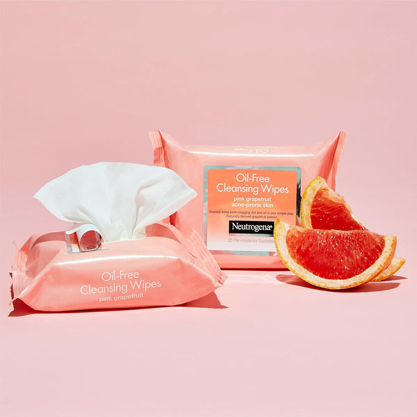 Neutrogena Makeup Remover Wipes, Facial Cleansing Wipes Suitable for Oily & Acne Prone Skin, Wipes Away Bacteria, Dirt & Oil, Scented Facial Wipes