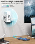 Wall Outlet Extender with Shelf and Night Light,Surge Protector,Usb Wall Charger with 5 AC Outlets and 3 USB Ports 1 USB C Outlet Wide Space