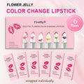 Firstfly Pack of 6 Crystal Flower Jelly Lipstick, Long Lasting Nutritious Lip Balm Lips Moisturizer Magic Temperature Color Change Lip Gloss (Pink)