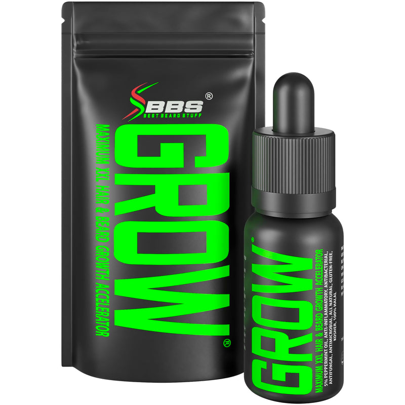 Beard Growth Serum - GROW Maximum XXL Beard Growth Oil for Men -Thickens & Fills Patches - Facial Hair & Scalp Treatment - Beard & Hair Thickening