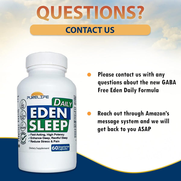 Eden Daily Sleep [New GABA Free Formula] Ã¢ÂÂ Fall Asleep Faster, Relax Your Muscles, Promote Deep and Restful Sleep (60 Vegan Capsules)