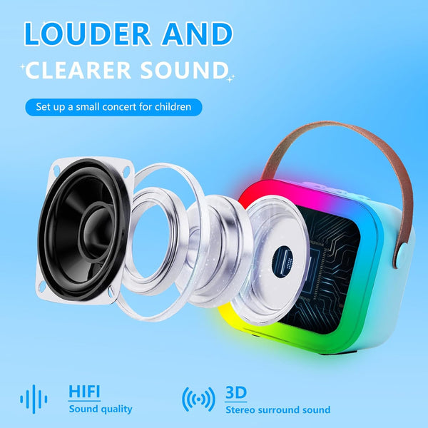 Mini Karaoke Machine with 2 Wireless Microphones for Kids Adults, Kids Karaoke Machine for Girls 18 Pre-Loaded Songs 4, 5, 6, 7, 8, 10, 12+ Years