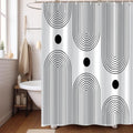 White and Black Shower Curtain, Boho Minimalist Mid Century Modern Arch Geometric Machine Washable Waterproof Fabric for Bathroom Bathtub Decor
